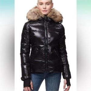 SAM. Black Puffer Jacket with Fur Trim